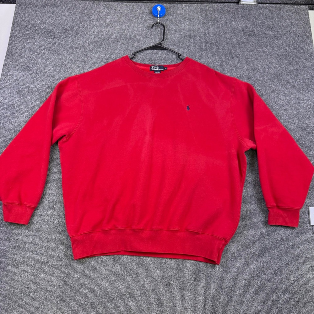 Polo Ralph Lauren Sweatshirt Mens XL Red Crewneck Fleece Pullover Pony Logo